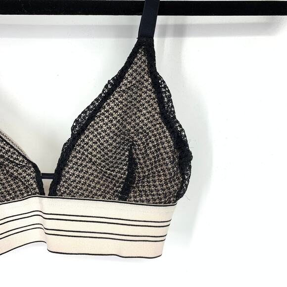 LIVELY Bra Women's Size Small Mesh Geo Lace Bralette Black Cream - Picture 4 of 6